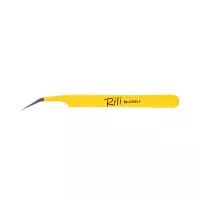 Пинцет для наращивания ресниц Rili, Yellow line прямой с изгибом под углом