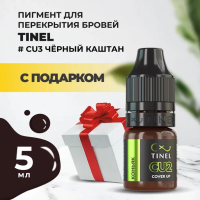 Пигмент для бровей CU3 "Чёрный каштан" (5ml ) с подарком